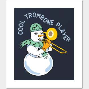 Cool Trombone Snowman Light Text Posters and Art